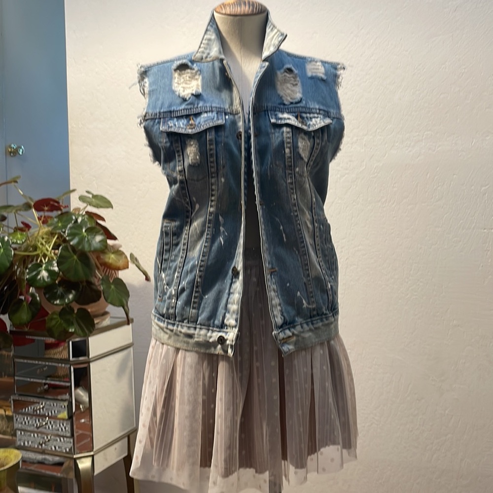 A Set of Brooklyn Cloth Denim Vest and Skirt by Cat & Jack
